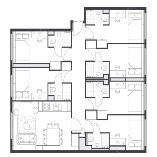 Single Bedroom – 6 Share Apt